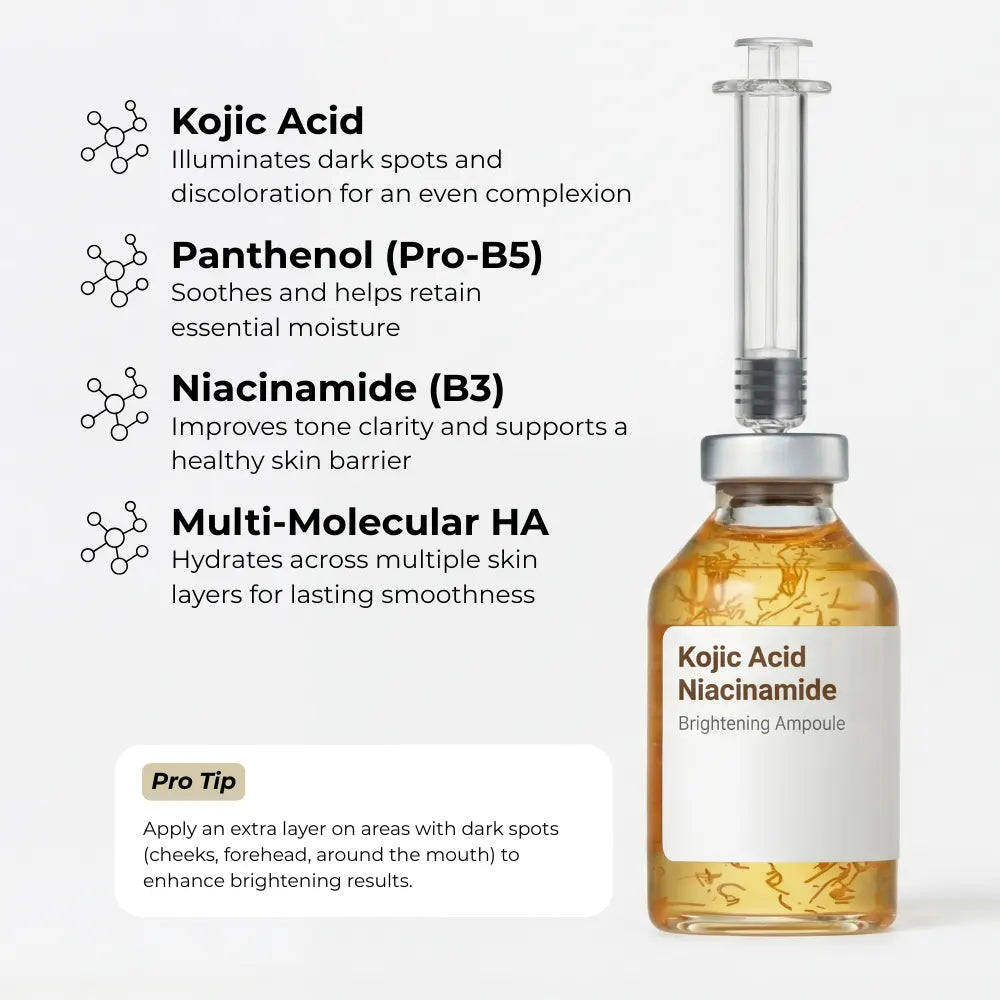 Lumea Kojic Acid Niacinamide brightening ampoule for dark spots, uneven tone and hydrated skin
