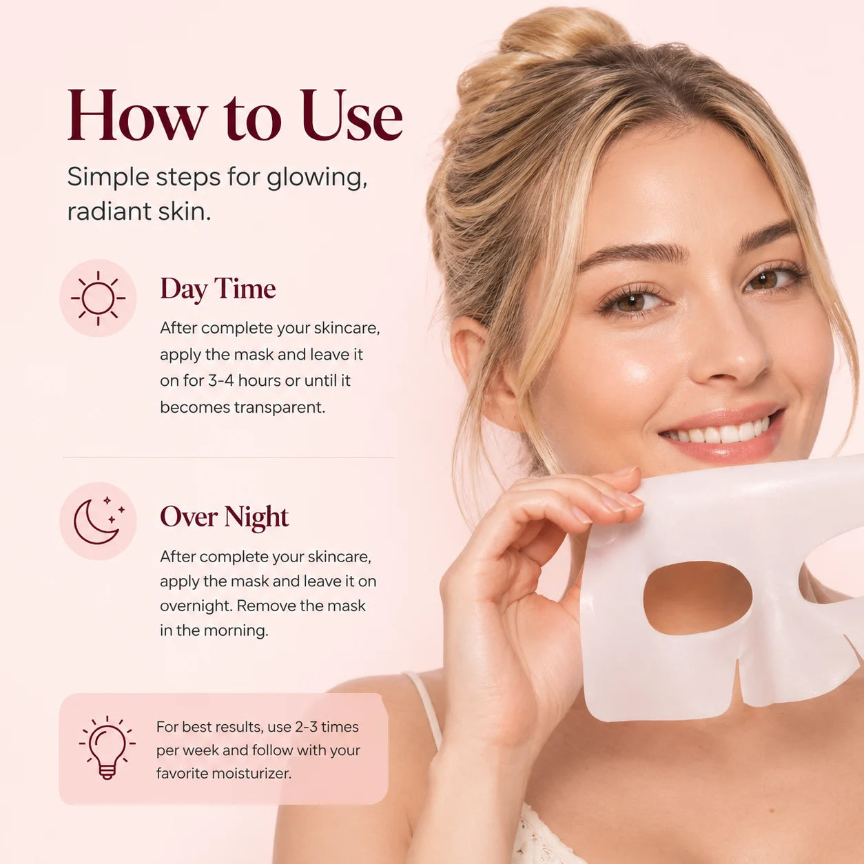 How to use a collagen hydrogel face mask as a daytime glow treatment or overnight mask