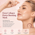 Deep collagen hydrogel mask applied to skin for anti-wrinkle care, hydration and glass-skin radiance